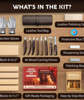 All In One Ultimate Starter Whittling Wood Carving Kit For Beginners with Eight Carving Knives, Gloves, Sharpening Strop, and Bag
