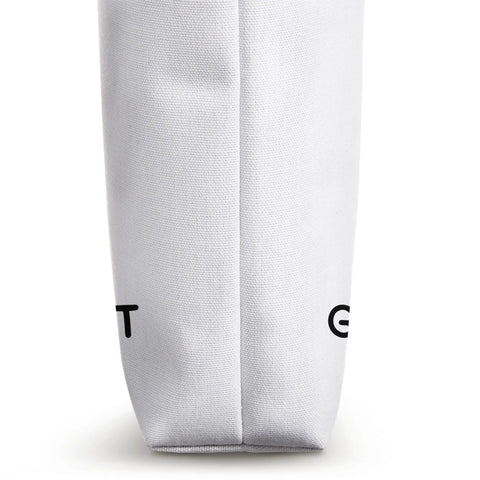 Side view of Industrial Conveyor Belt Tote Bag With Dope Urban Vibe And Durable Canvas For Everyday Carry, white color.