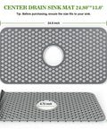 Silicone Kitchen Sink Mat With Non Slip Design, Stable Farmhouse Sink Protector For Stainless Steel Drainboard, Gray, top view
