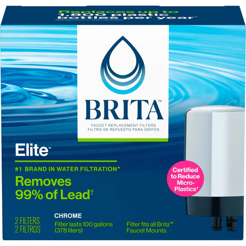 Replacement Faucet Water Filter For Faucet Mount Chrome Finish Twin Pack Reduces Lead Up To 99 Percent And Removes 60 Contaminants For Cleaner Tap Water Easy Install packaging