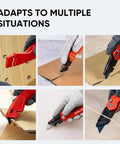 Heavy Duty Utility Knife Set Two Piece Box Cutter With Quick Open Button Lock Razor Knife For Cartons Plastic Leather And Cardboard Includes 16 Extra Blades In Red Handle cutting various materials
