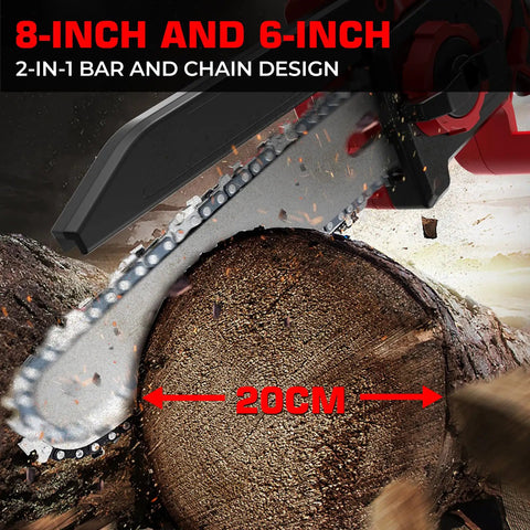 2 In 1 Brushless Cordless Mini Chainsaw With Auto Oil 8 Inch And 6 Inch Cutting Battery Powered Pruning Saw