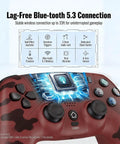 Camo Red Wireless Controller For PS5 And PC With Hall Effect Joysticks LED Channel Light Bluetooth 5.3 connection display