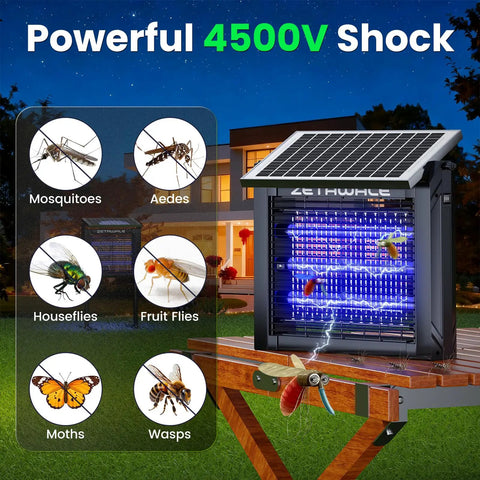 Solar Bug Zapper For Outdoor Use, Waterproof Mosquito Fly Killer With 4500V Grid, Solar Powered Backyard Defender on table