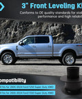 Side view of Ford truck showcasing compatibility with Ford 3 Inch Front Leveling Kit For 2005 Through 2024 F250 F350 Super Duty 4WD