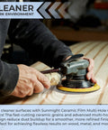 Using Pro Grade 6 Inch Ceramic Sanding Discs With Hook And Loop, 180 Grit, on wood for fast cutting and dust extraction