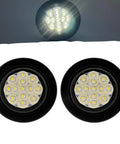 Two Pack 2.5 Inch Round White LED Marker Lights Kit 13 Diodes Waterproof Flush Mount Includes Grommet And 2 Wire Pigtail Dual