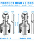 2-In-1 PVC Pipe Threader Kit With Internal And External Dies For One-Half And Three-Quarter Inch Pipes, drill dimensions shown