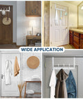 TICONN over-the-door coat rack, all-metal with 5 white hooks for 1-3/8 inch doors