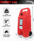 34 Gallon Fuel Caddy With Portable Design Manual Transfer Pump And 10 Ft Delivery Hose On Wheels Diesel And Gas Storage