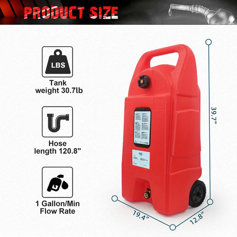 34 Gallon Fuel Caddy With Portable Design Manual Transfer Pump And 10 Ft Delivery Hose On Wheels Diesel And Gas Storage