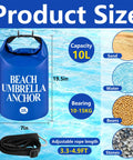 Two Pack Beach Umbrella Sand Weight Bags 10L 25LB Fillable Anchor Bags For Outdoor Wind Resistant Shade Setup Heavy Duty 500D PVC Includes Black Straps Easy Fill With Sand Stones Or Water 19.5 x 7 Inch