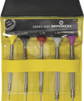 Ergonomic Stainless Steel Screwdriver Set Of Five With Conical Hardened Blades And POM Self Lubricating Heads, Sizes 0.80 to 1.60 Mm