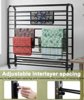 Straight Up Heavy Duty 16 Rods Fabric Roll Storage Rack With Adjustable Hanging Bars Easy Glide Casters No Fuss Vinyl Holder On Wheels Shop displaying various rolls of fabric.