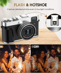 4K Digital Camera With 48MP Auto Focus, 16x Zoom, Flash Viewfinder And Dial, Vlogging Ready Anti Shake, Dual Batteries, SD Card Included