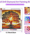 5D Diamond Painting Kit For Beginners With Ancient Tree Full Drill Diamond Art For Adults Round American Flag Dots DIY