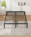 King Size Metal Bed Frame With Built In Storage Space Heavy Duty Sturdy Mattress Foundation Easy Assembly No Box Spring Needed Black 14 Inch Clearance King Size Bedroom Furniture For Modern Homes