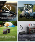 Compact 12V 100Ah LiFePO4 Battery That Fits In Tight Spots in various setups; golf cart, tent, and charging station.