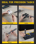 Hands using Slick Grip Cordless Electric Screwdriver Set With Heavy Duty Motor And Three Torque Modes For Fast Electronics Repair No Hassle on game controller, camera, watch, and keyboard.