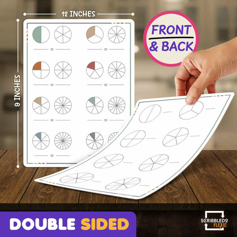 Flexible Dry Erase Fraction Sheets 9 by 12 Inch Small Whiteboards Pack of 10 showcasing double-sided design held by a hand.