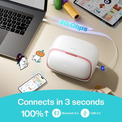 Portable DIY Vinyl Cutter Machine With Smart Cutting Tech For Crafters, Glee S501 Upgrade, shown connected to laptop.