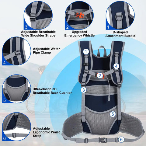 Hydration Backpack With 3L Bladder 18L Leakproof Daypack adjustable straps, breathable back cushioning, and ergonomic features