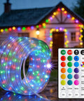 132ft LED Rope Lights Outdoor Waterproof Color Changing String Lights With Remote 400 LEDs 16 Colors That Pop And 8 Modes lit on house