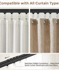 Heavy Duty Ceiling And Wall Mount Curtain Track System For 6 To 9 Ft Black Finish With Quiet Glide Rollers, compatible with all curtains.