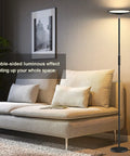 Living room with Floor Lamp For Living Room With Dimmable Stepless Color Temperature RGBW Dope Color Changing Torchiere 2700K-6500K