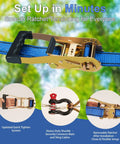 Close-up of 160Ft Backyard Zip Line Kit quick tighten tools with blue ratchet and heavy-duty shackle for setup.