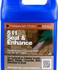 Seal and Enhance Premium Stone and Tile Sealer jug with label showing stain protection and color enhancement for stone surfaces.