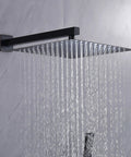 Wall Mounted Shower System With 12 Inch Rainfall Head And Handheld Combo, Rough-In Valve Body And Trim Kit Included, Oil Rubbed Bronze Finish
