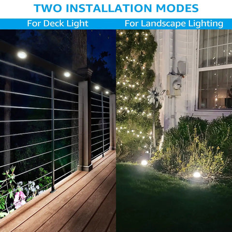 12 Pack Low Voltage LED Pathway Lights For Outdoor Landscape, 12V 24V Well Lights installed as deck and landscape lighting