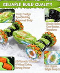 Gesture Sensing RC Stunt Car With Remote And Hand Control, 360 Degree Spin 4WD Off Road Toy details, green body, bright lights