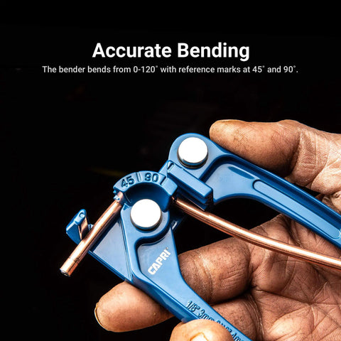 Tube Bender For 1/8, 3/16, And 1/4 Inch Tubing In Copper, Brass And Aluminum - Compact Tool With 0 To 120 Degree Bends