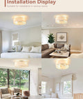Low Profile Ceiling Fan With Light 20 Inch Boho Rattan Flush Mount Drum Cage in living room and bedroom settings.