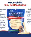 Made In USA Thick Beefhide Chews For Dogs Long Lasting Rawhide Bones Five Inch Chews Pack Of 22 bag with dog chews.