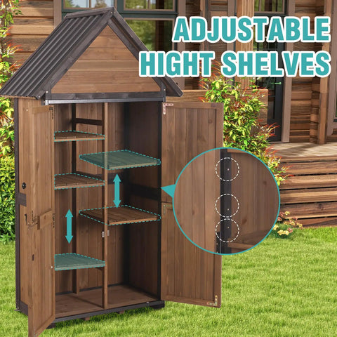 Sturdy Outdoor Storage Shed With Metal Frame And Adjustable Shelves Large Capacity Tool Cabinet For Backyard Garden Patio Lawn