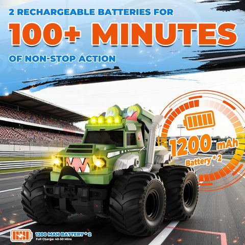 Waterproof Remote Control Car With Water Gun 1:18 Amphibious 4WD Monster Truck with LED lights and 1200 mAh battery