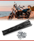 40-Piece 14G Bike Steel Spokes Kit 266mm Length With Nipples, motorcycle on beach background, spokes and nipples shown