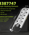 Dryer Heating Element Replacement Kit With Thermostat And Dual Thermal Fuses for wide range of front load dryers 3387747 compatible