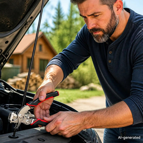 Mechanic using Multi Functional Car Clip Pliers And Disassembly Tool For Easy Removal Of Clips Rivets And Fasteners Anti Slip PVC Handle