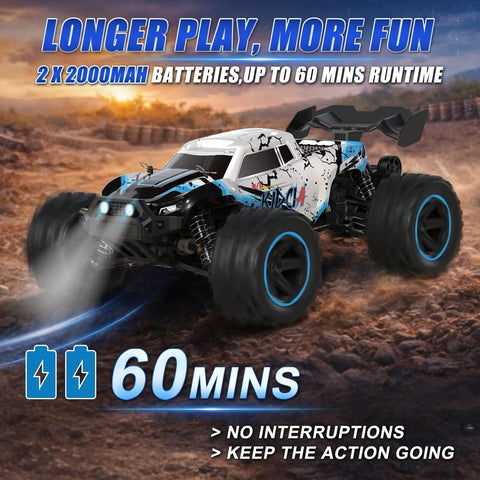 One Fourteenth Scale RC Car For Adults And Teens 50 KPH 4WD Off Road Truck With All Terrain Beast Mode on rocky terrain