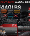 200L Collapsible Wagon Cart Heavy Duty Beach Wagon With 7.48 Inch All Terrain Wheels And Side Pocket loaded with luggage