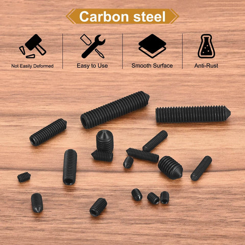 Twenty Piece M6x8mm Cone Point Hex Socket Grub Screws Set Black Finish Brass Construction 20 Pcs Industrial Grade Hardware