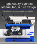 Precision Optical Fiber Cleaver FC-6S With Built-In Shred Collector For 250um To 900um Coating showing manual tool return design and slide rail.