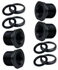 4 Pack Thread Protector Kit 1/2-28 To 5/8-24 Thread Reducer With Crush Washers And Sealing Washers Includes 4 Black Steel Adapters And Replacement Washers For Worn Or Damaged Threads, black steel adapters with washers