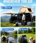 Kick Back And Stay Chill With This 6200 BTU Portable Air Conditioner by outdoor setup with tent, cooler, and fishing scene.