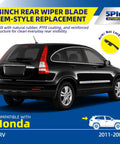 Top Tier Rear Wiper Blade 14 Inch Straight Bolt On For Honda Crv And Acura Mdx utilizing heavy duty PTFE coated rubber on a Honda CRV.