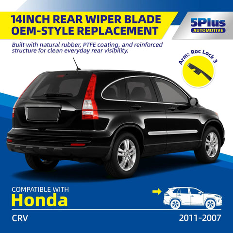 Top Tier Rear Wiper Blade 14 Inch Straight Bolt On For Honda Crv And Acura Mdx utilizing heavy duty PTFE coated rubber on a Honda CRV.